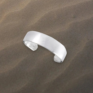 Cigar Band Sterling Silver Adjustable Toe Ring - Tribal Waves Silver