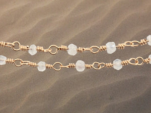 Rosary Chain Anklet Gold Fill with Moonstone Gemstones