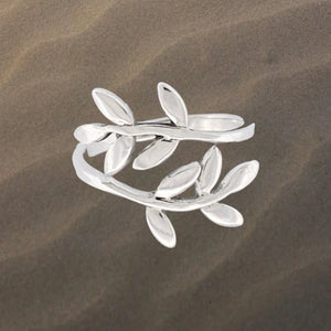 Leaf Wrap Bypass Sterling Silver Toe Ring - Tribal Waves Silver