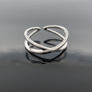 X Crisscross Sterling Silver Toe Ring - Tribal Waves Silver