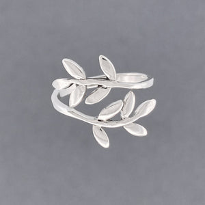 Leaf Wrap Bypass Toe Ring - Tribal Waves Silver